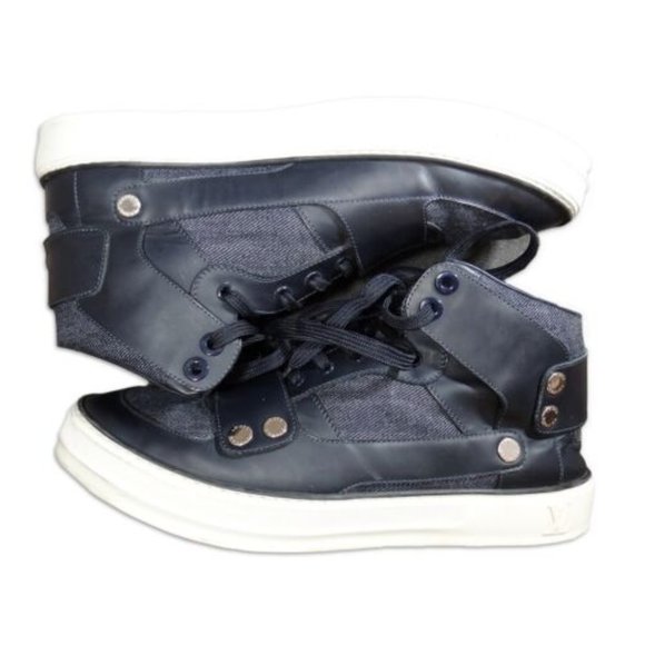 Louis Vuitton Fall/Winter 2012 BLUE GASTON DENIM LV Cup High Top Sneaker US 8 - Picture 4 of 10